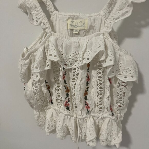Rahi Cali White Eyelet Cutout Cropped Tank Size XS - Picture 2 of 6
